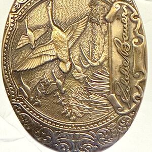 Brass Belt Buckle with Engraved Geese Design